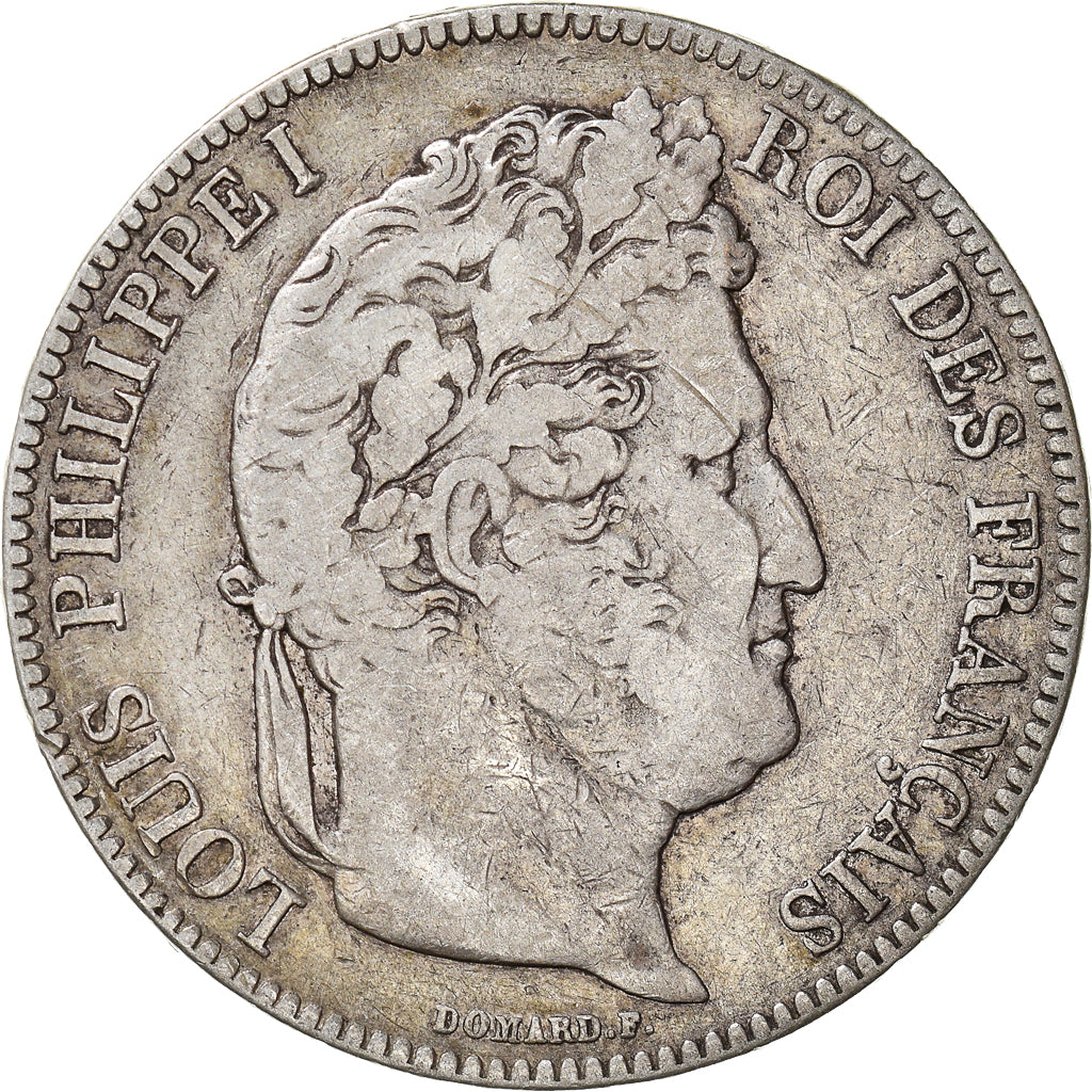 Coin, France, Louis-Philippe, 5 Francs, 1843, Rouen, VF(30-35), Silver