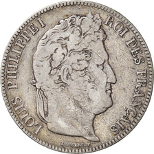 Coin, France, Louis-Philippe, 5 Francs, 1843, Rouen, VF(30-35), Silver