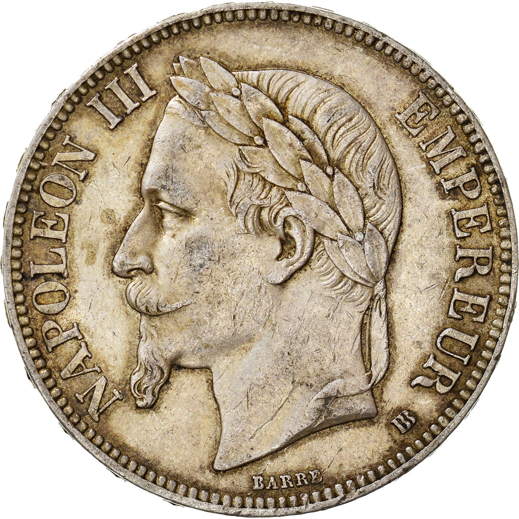 Coin, France, Napoléon III, 5 Francs, 1867, Strasbourg, EF(40-45), Silver