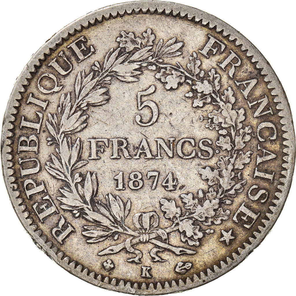 Monnaie, France, Hercule, 5 Francs, 1874, Bordeaux, TB+, Argent, Gadoury:745a