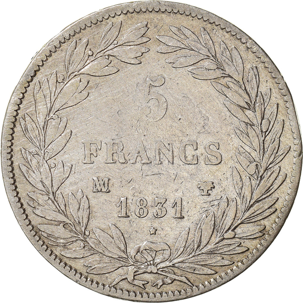 Coin, France, Louis-Philippe, 5 Francs, 1831, Marseille, VF(20-25), Silver