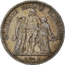 Moeda, França, Hercule, 5 Francs, 1873, Paris, VF(30-35), Prata, KM:820.1