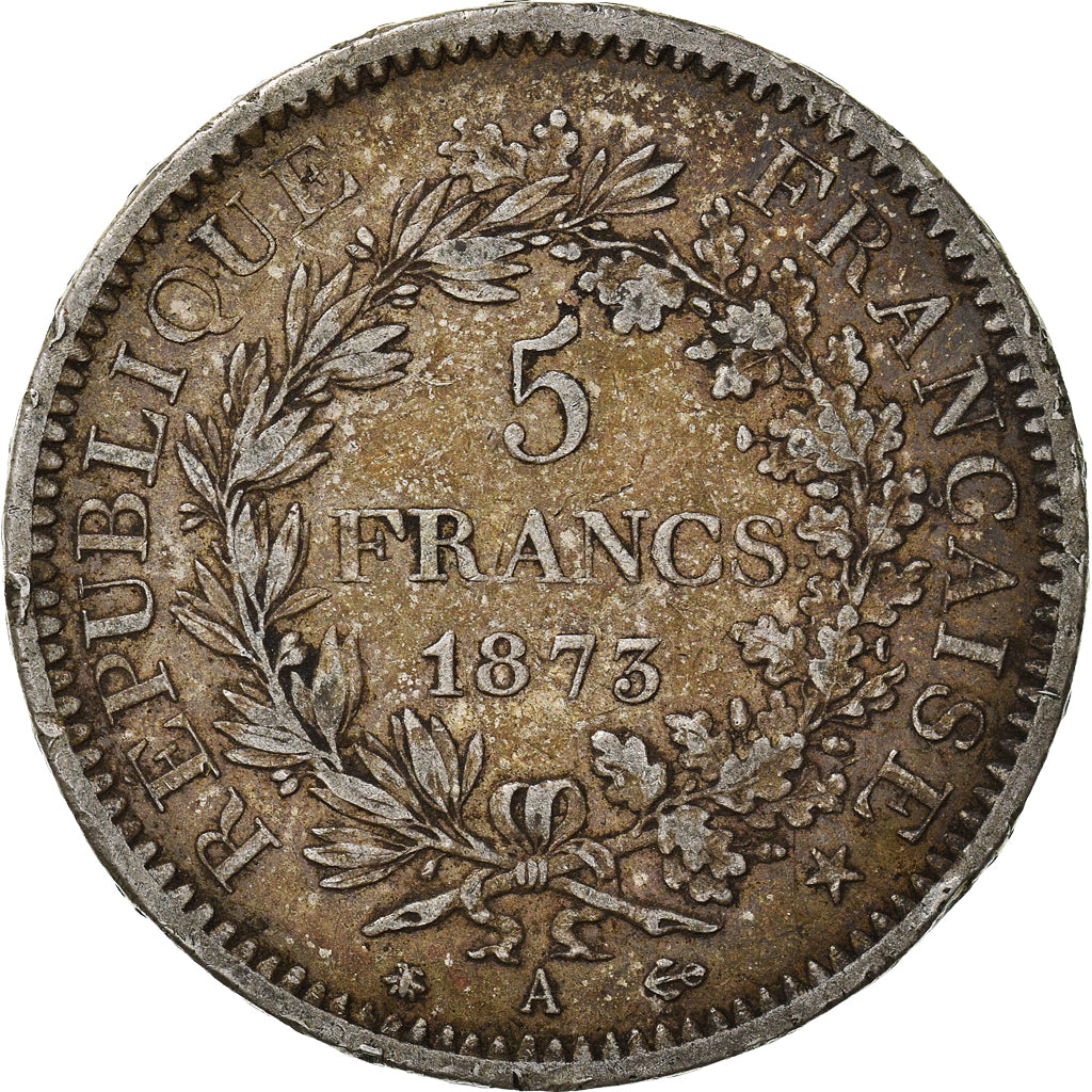 Moeda, França, Hercule, 5 Francs, 1873, Paris, VF(30-35), Prata, KM:820.1