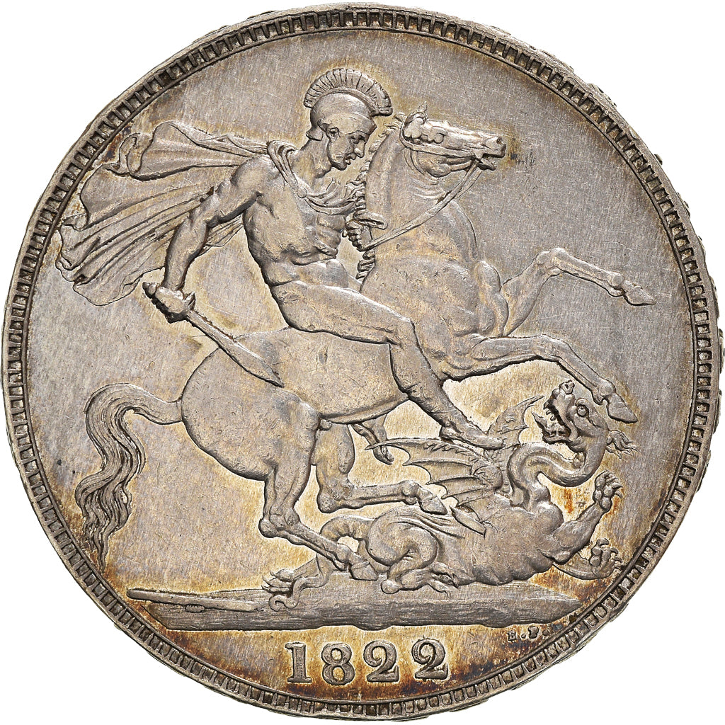 Coin, Great Britain, George IV, Crown, 1822, EF(40-45), Silver, KM:680.1