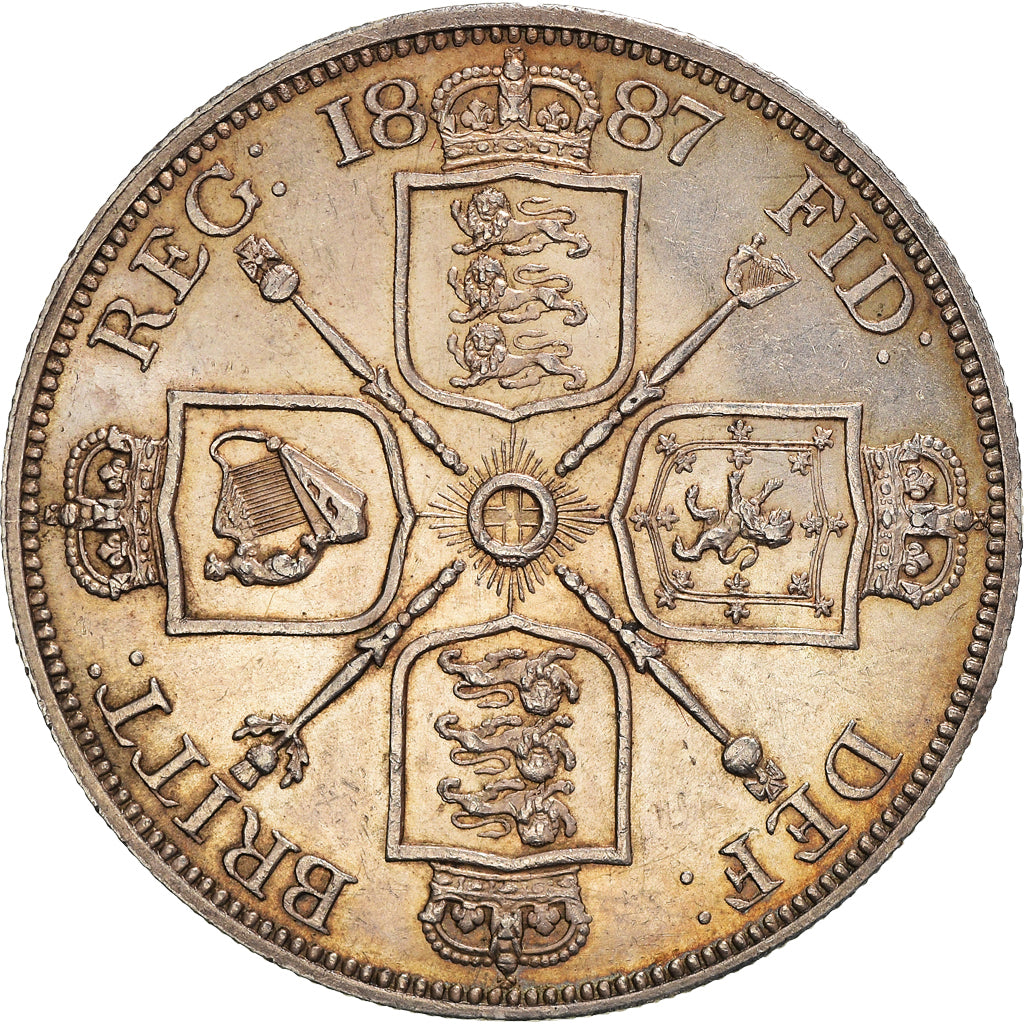 Coin, Great Britain, Victoria, Double Florin, 1887, AU(55-58), Silver, KM:763