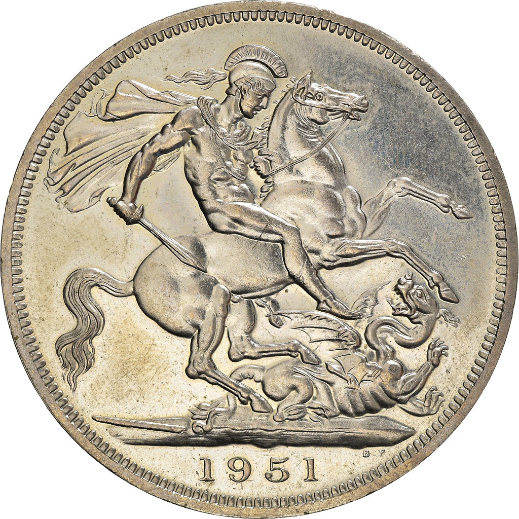 Coin, Great Britain, George VI, Crown, 1951, AU(55-58), Copper-nickel, KM:880
