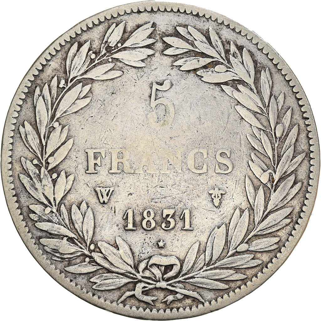 Moneta, Francia, Louis-Philippe, 5 Francs, 1831, Lille, MB, Argento, KM:735.13