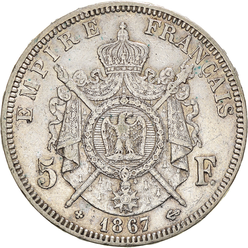 Coin, France, Napoléon III, 5 Francs, 1867, Strasbourg, EF(40-45), Silver