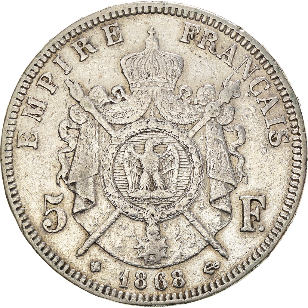 Coin, France, Napoleon III, 5 Francs, 1868, Strasbourg, VF(30-35), Silver