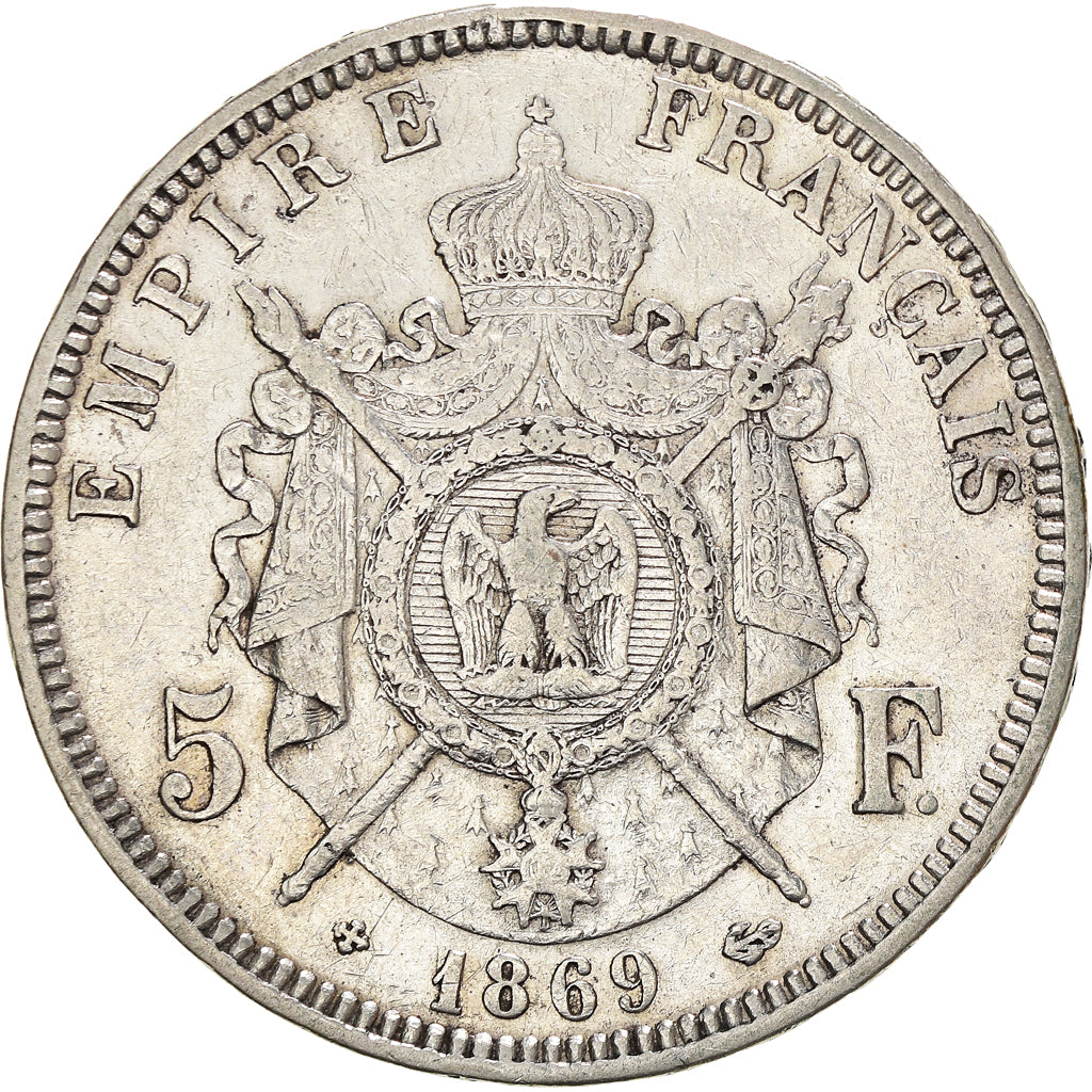 Coin, France, Napoleon III, 5 Francs, 1869, Strasbourg, VF(30-35), Silver