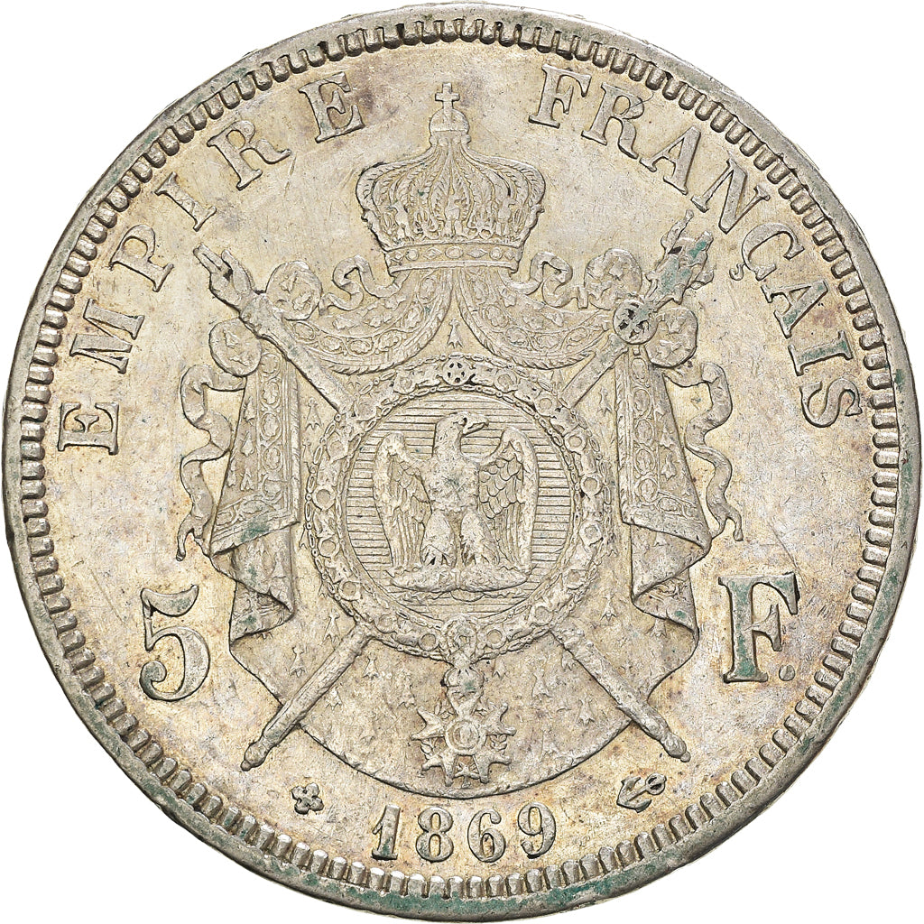 Coin, France, Napoleon III, 5 Francs, 1869, Strasbourg, EF(40-45), Silver
