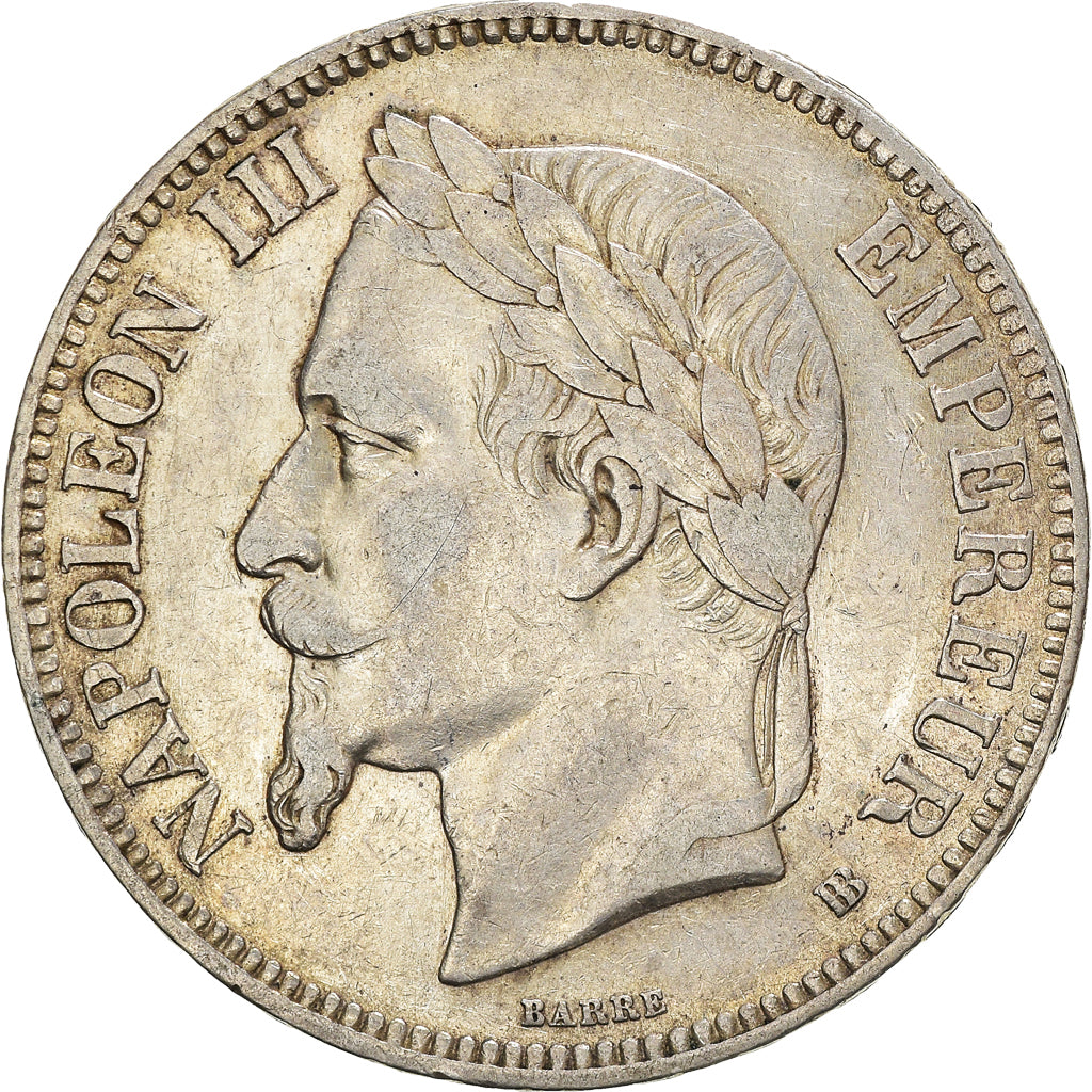 Moneta, Francia, Napoleon III, 5 Francs, 1869, Strasbourg, BB, Argento