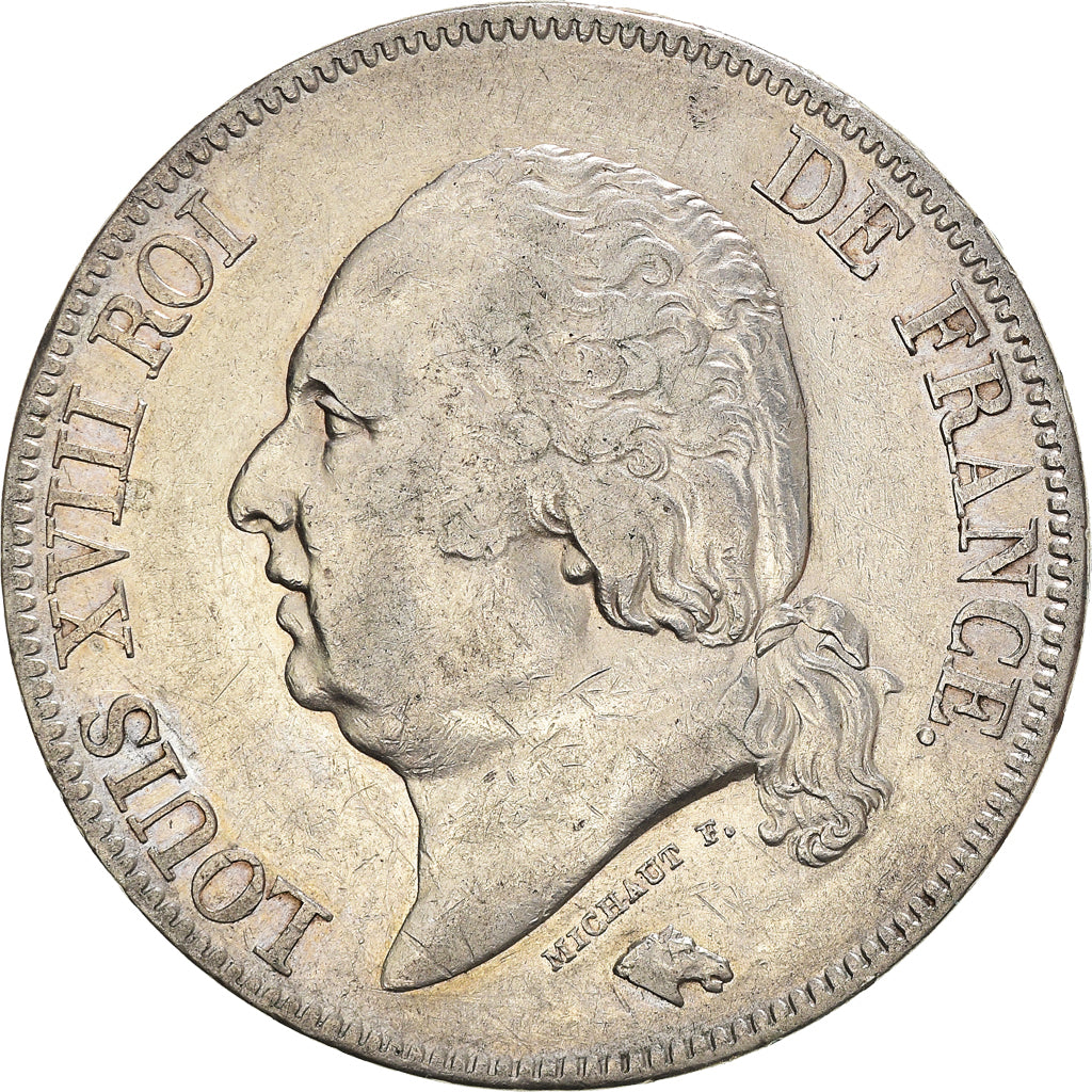Moneta, Francja, Louis XVIII, Louis XVIII, 5 Francs, 1824, Paris, EF(40-45)