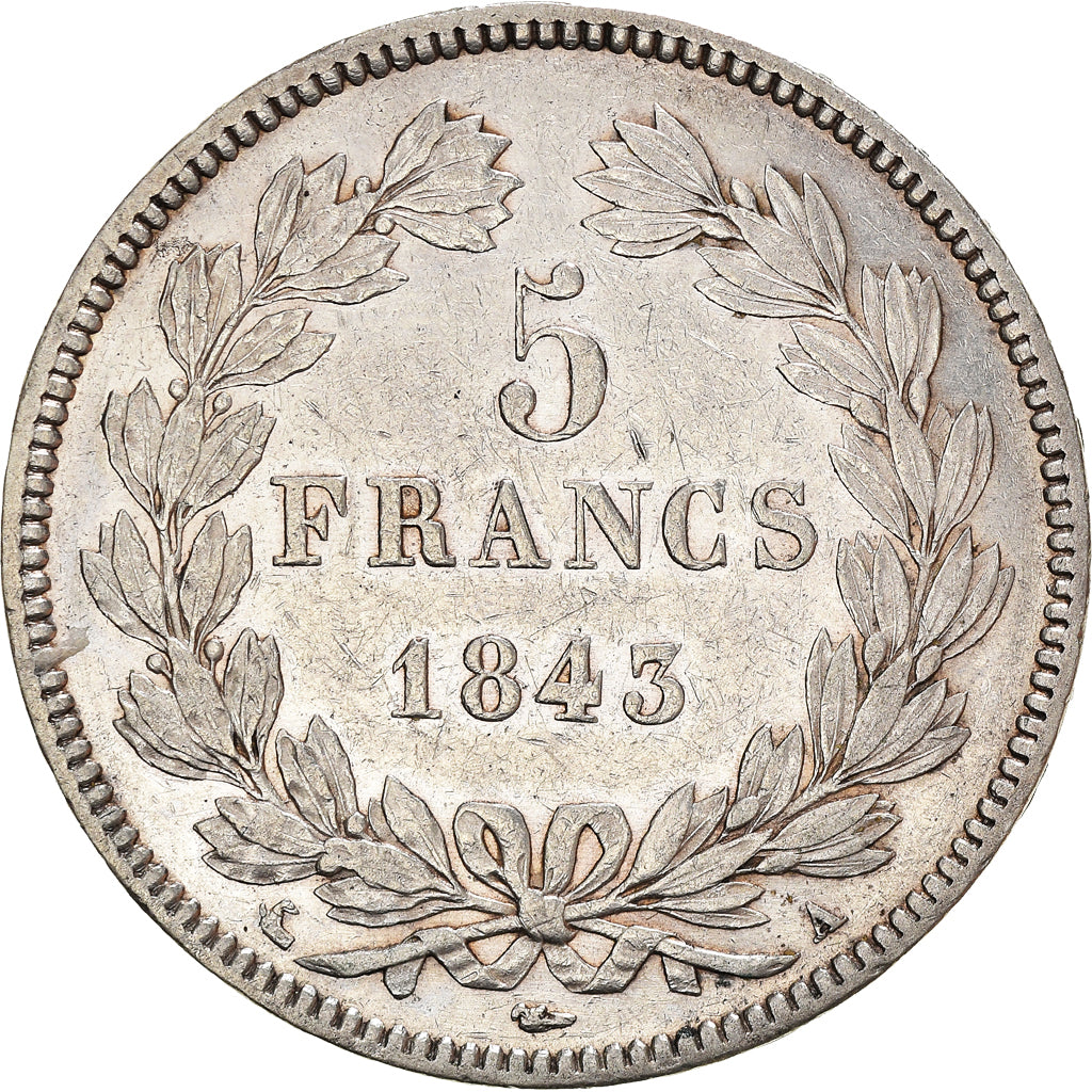Coin, France, Louis-Philippe, 5 Francs, 1843, Paris, EF(40-45), Silver
