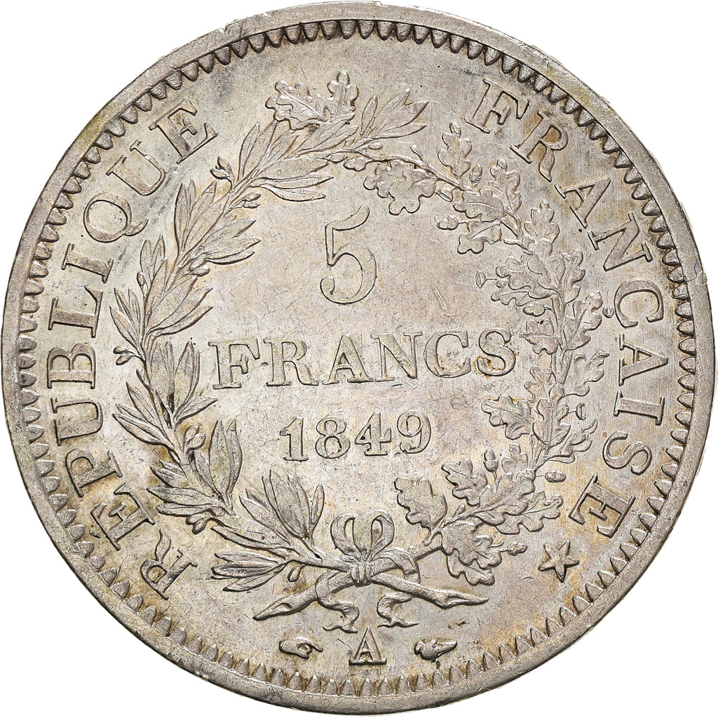 Munten, Frankrijk, Hercule, 5 Francs, 1849, Paris, ZF, Zilver, KM:756.1