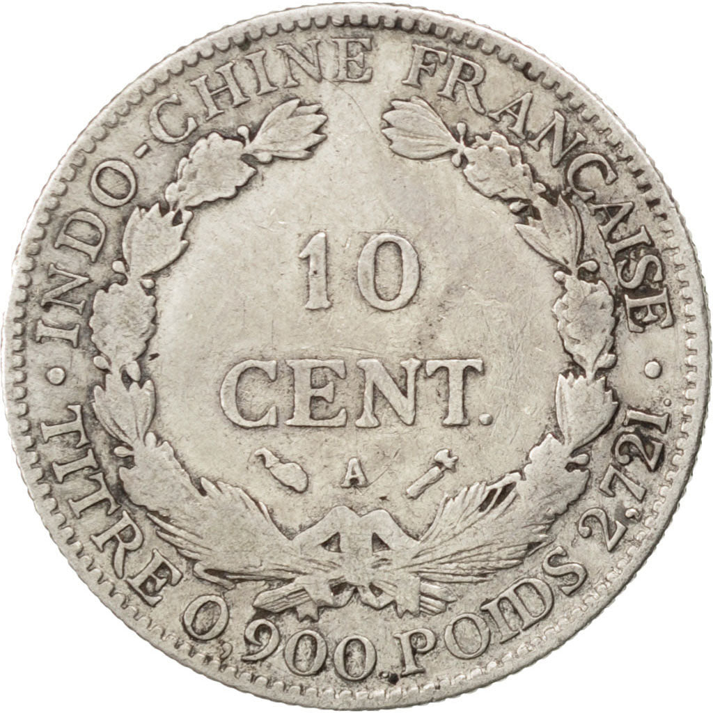 FRENCH INDO-CHINA, 10 Cents, 1888, Paris, KM #2, VF(30-35), Silver, Lecompte...