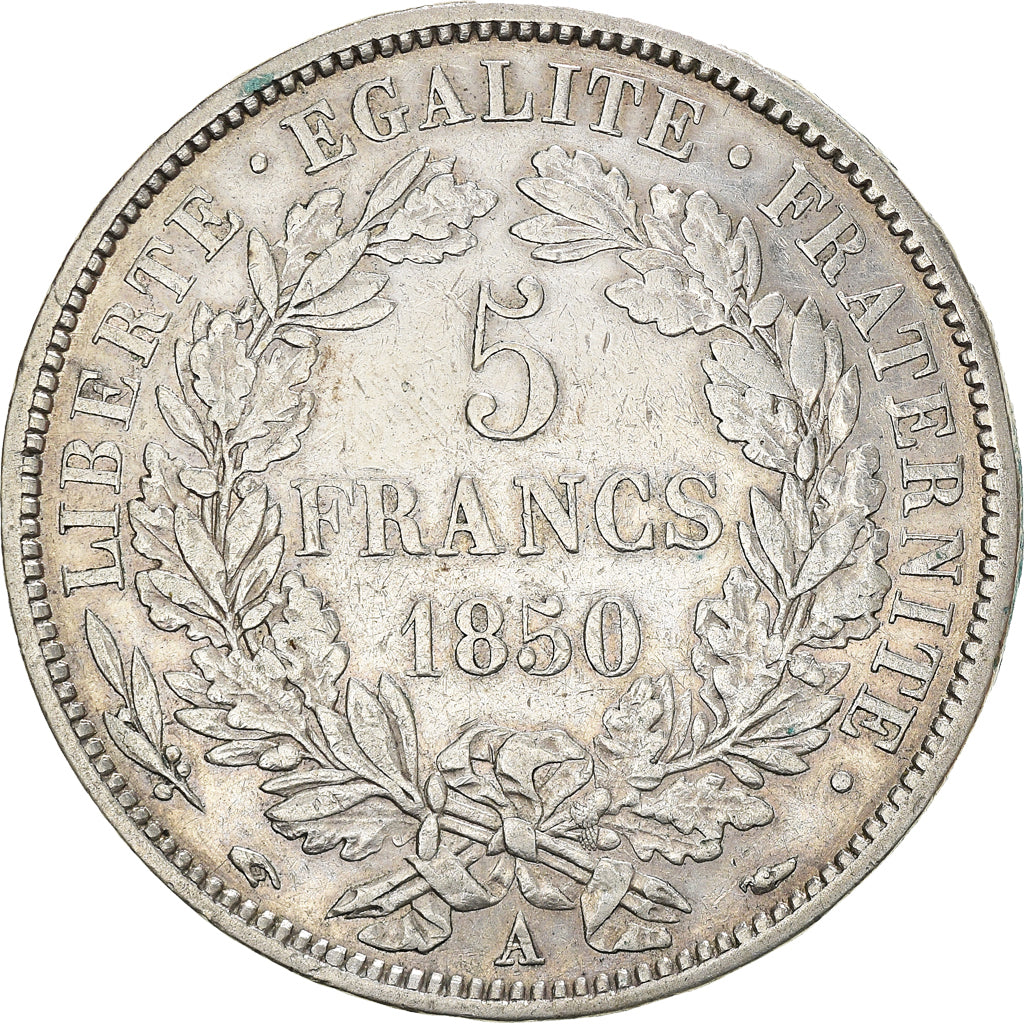 Moneta, Francia, Cérès, 5 Francs, 1850, Paris, MB+, Argento, KM:761.1