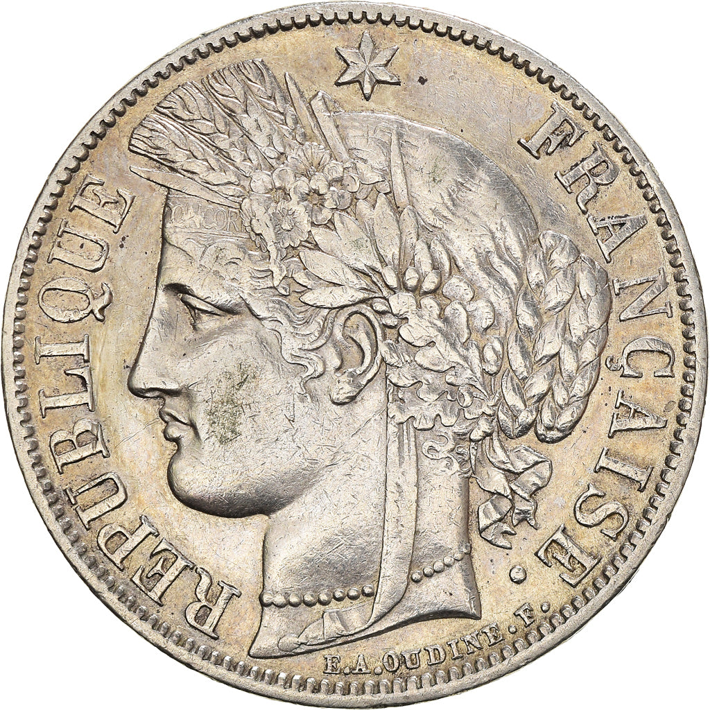 Moeda, França, Cérès, 5 Francs, 1851, Paris, EF(40-45), Prata, KM:761.1