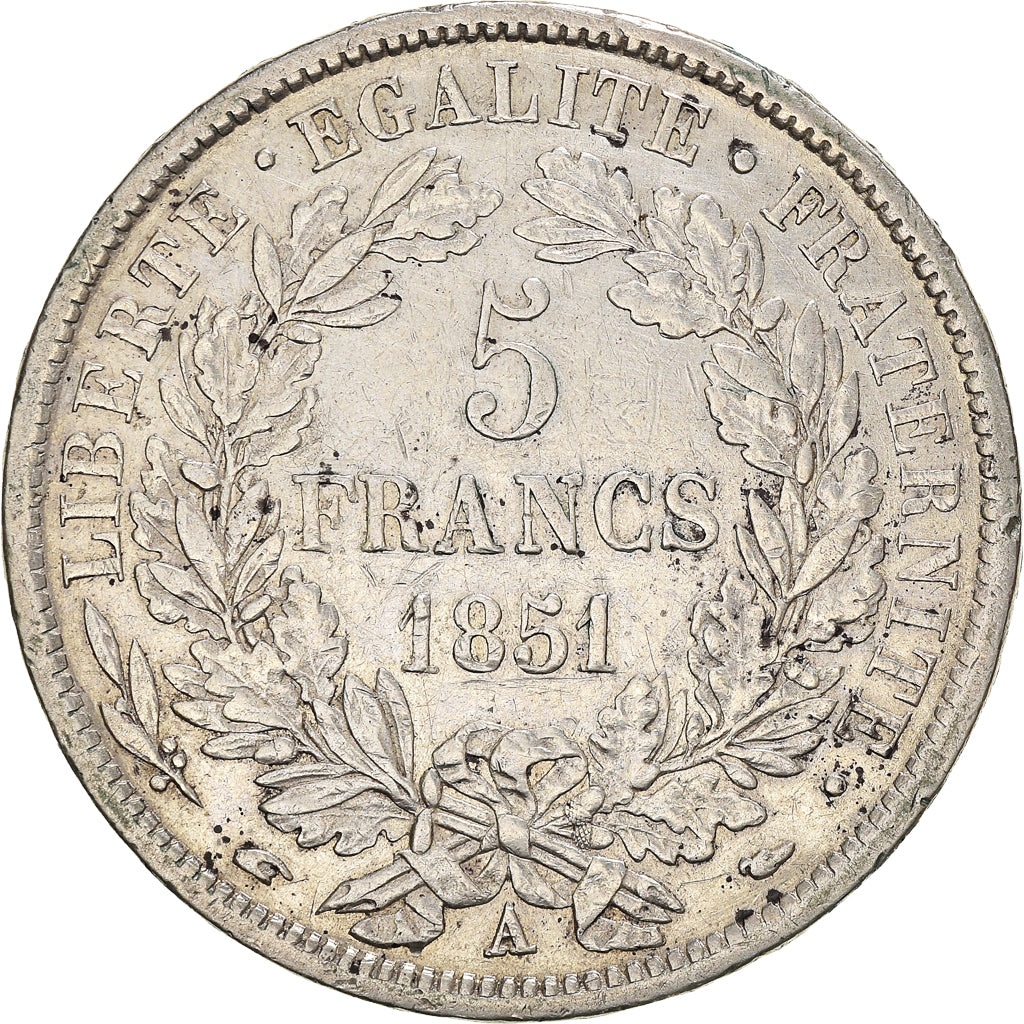 Moeda, França, Cérès, 5 Francs, 1851, Paris, EF(40-45), Prata, KM:761.1