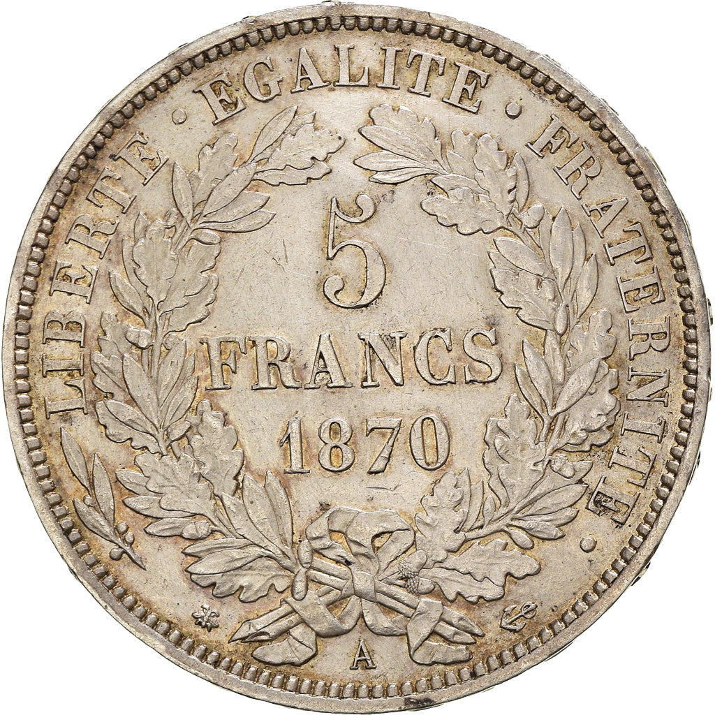 Coin, France, Cérès, 5 Francs, 1870, Paris, AU(50-53), Silver, KM:819