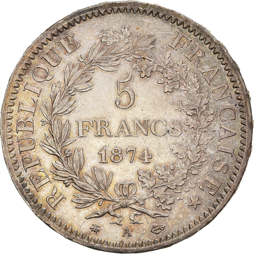 Moneta, Francia, Hercule, 5 Francs, 1874, Paris, BB, Argento, KM:820.1