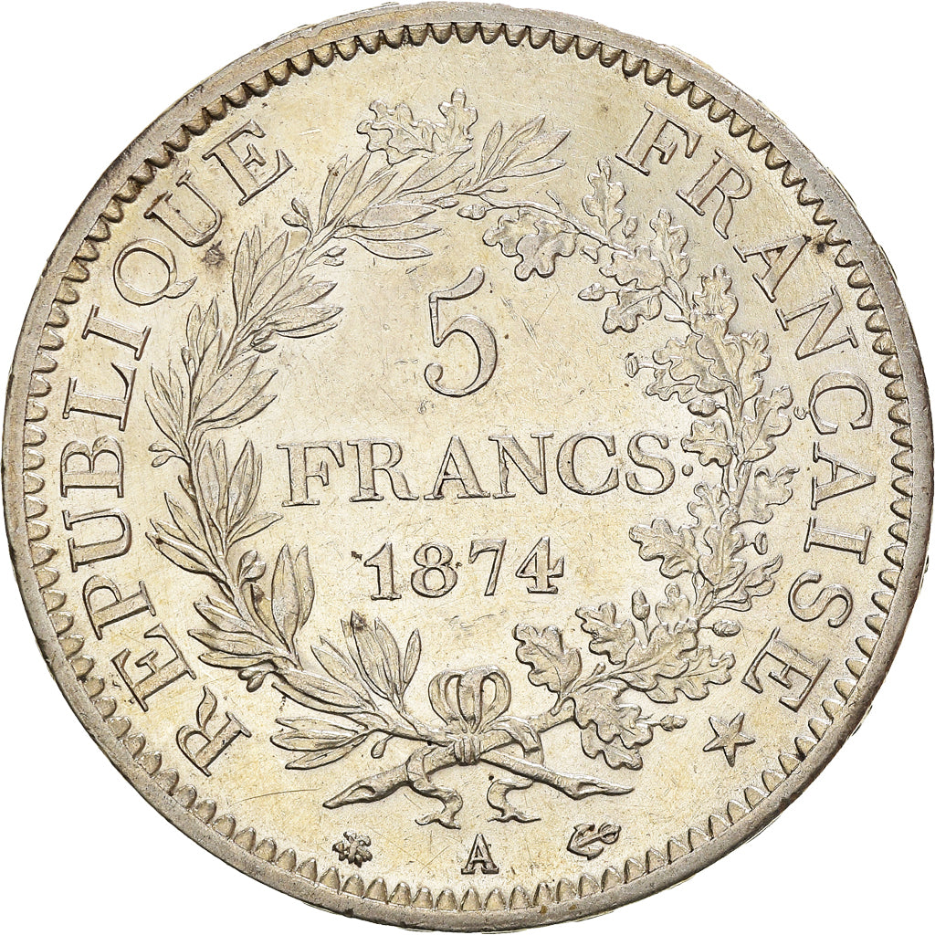 Coin, France, Hercule, 5 Francs, 1874, Paris, AU(50-53), Silver, KM:820.1