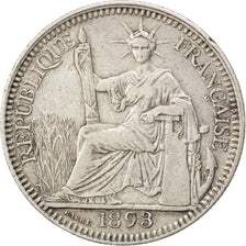 Moneta, Indochiny francuskie, 10 Cents, 1893, Paris, EF(40-45), Srebro, KM:2