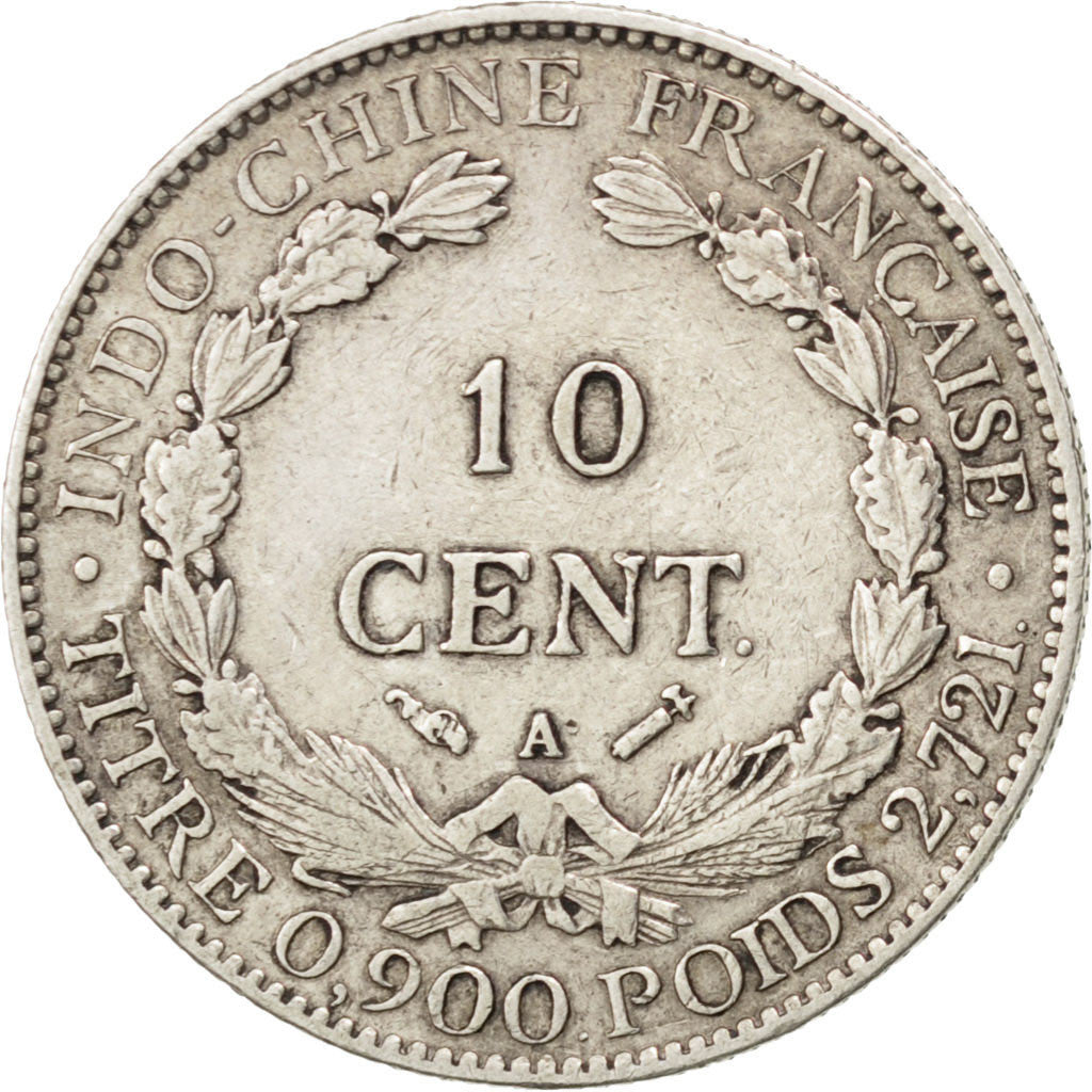 Moneta, Indocina francese, 10 Cents, 1893, Paris, BB, Argento, KM:2