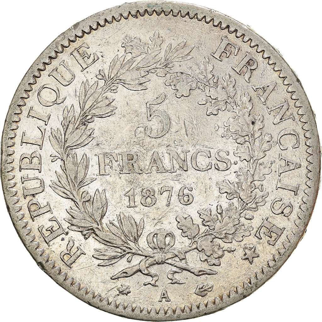 Coin, France, Hercule, 5 Francs, 1876, Paris, VF(30-35), Silver, KM:820.1