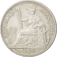 FRENCH INDO-CHINA, 10 Cents, 1893, Paris, KM #2, AU(50-53), Silver, Lecompte...
