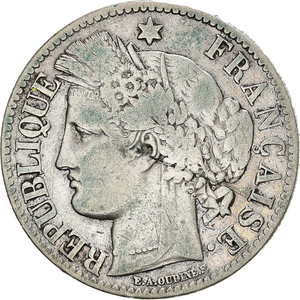 Moneta, Francia, Cérès, 2 Francs, 1872, Paris, MB, Argento, KM:817.1