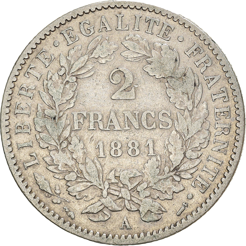 Monnaie, France, Cérès, 2 Francs, 1881, Paris, TB+, Argent, Gadoury:530a