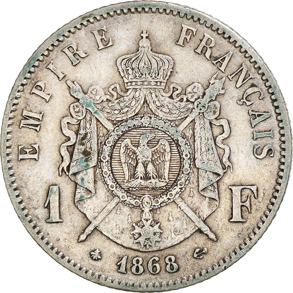 Coin, France, Napoleon III, Franc, 1868, Paris, EF(40-45), Silver, KM:806.1