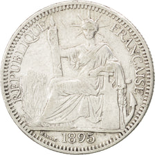 FRENCH INDO-CHINA, 10 Cents, 1895, Paris, KM #2, EF(40-45), Silver, Lecompte...