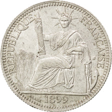 FRENCH INDO-CHINA, 10 Cents, 1899, Paris, KM #9, AU(55-58), Silver, Lecompte...