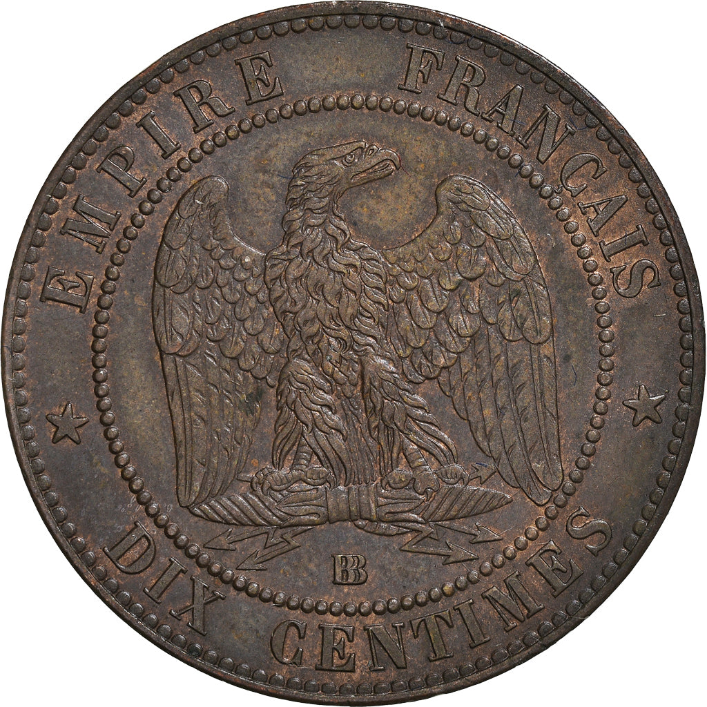 Coin, France, Napoleon III, 10 Centimes, 1856, Strasbourg, AU(55-58), Bronze