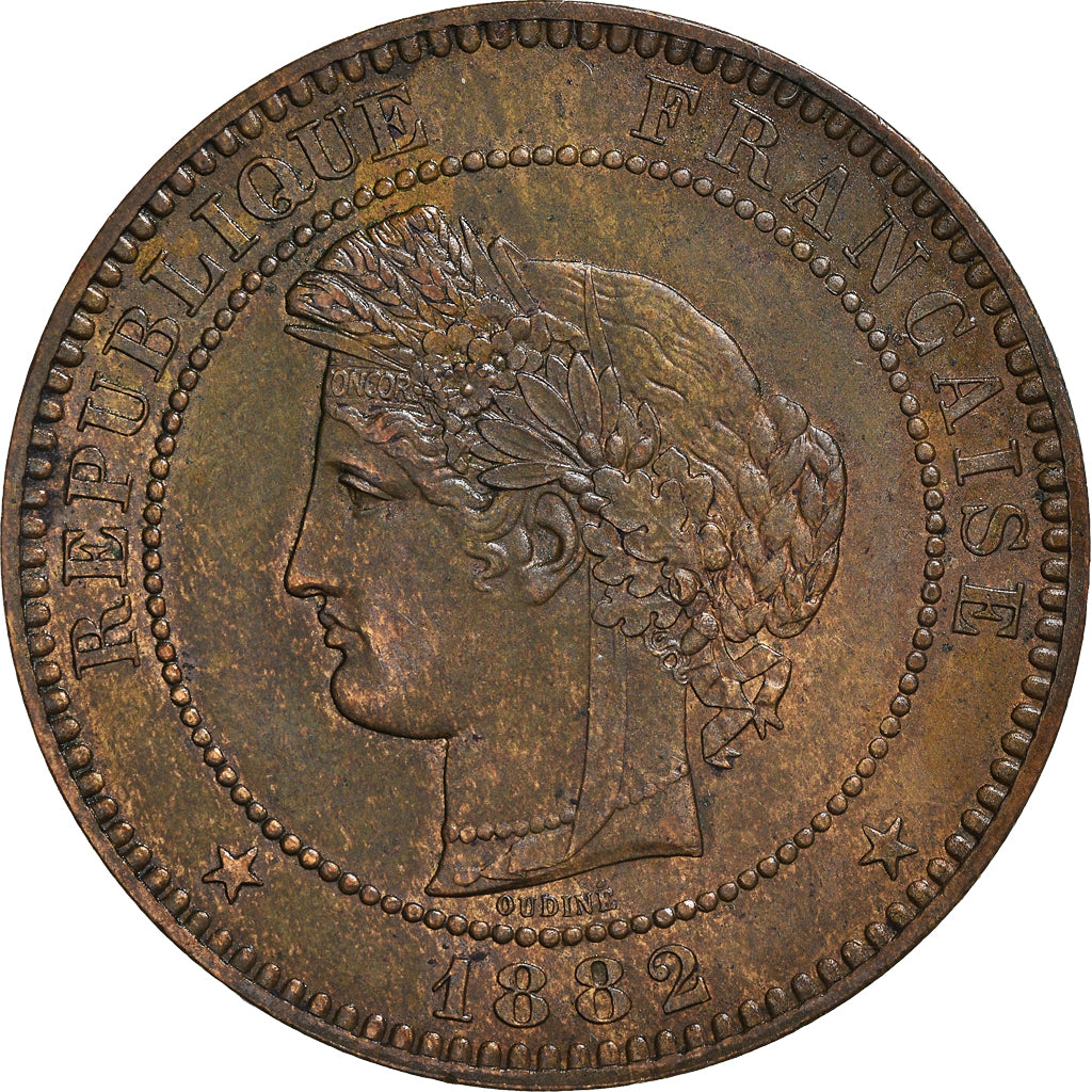 Coin, France, Cérès, 10 Centimes, 1882, Paris, AU(55-58), Bronze, KM:815.1