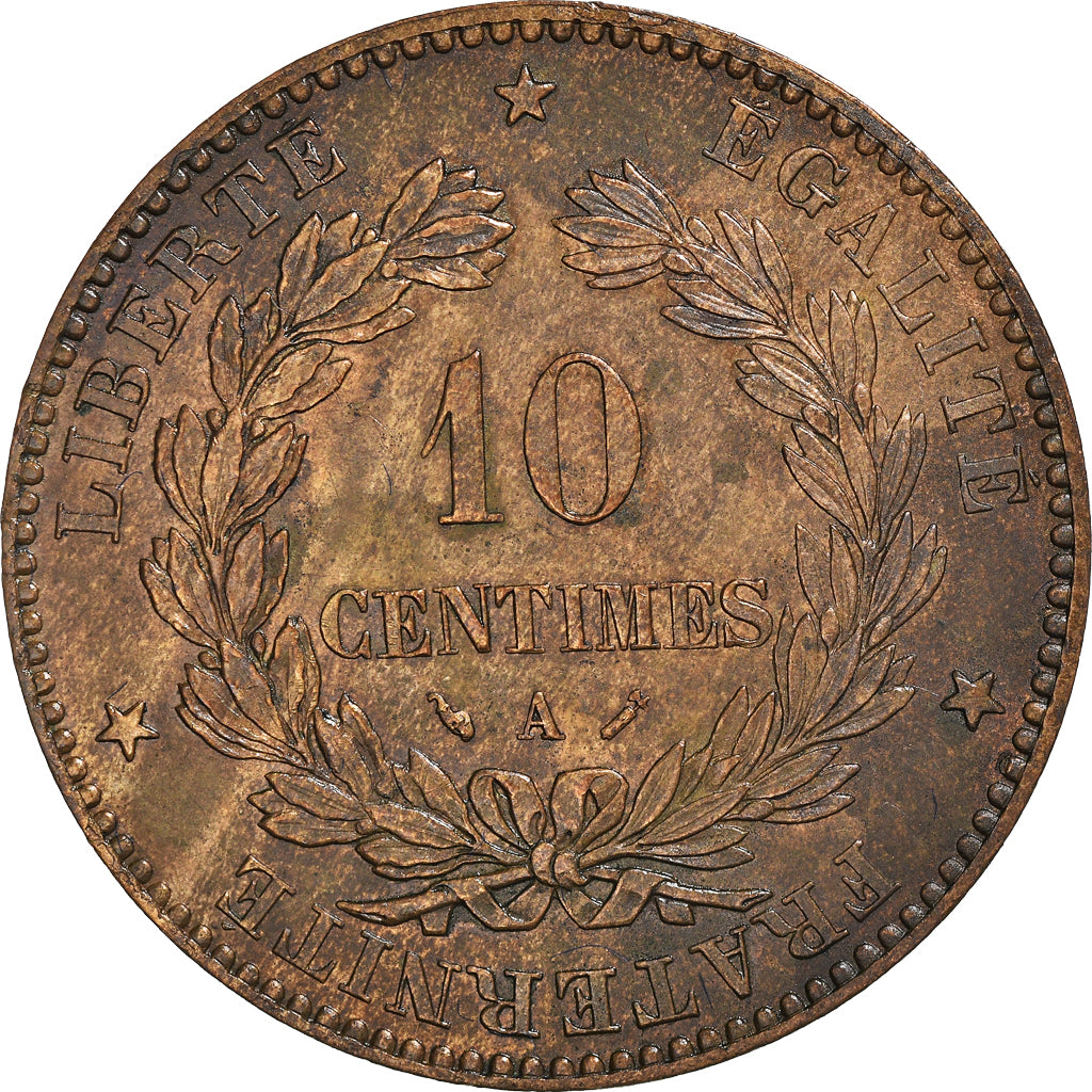 Coin, France, Cérès, 10 Centimes, 1882, Paris, AU(55-58), Bronze, KM:815.1