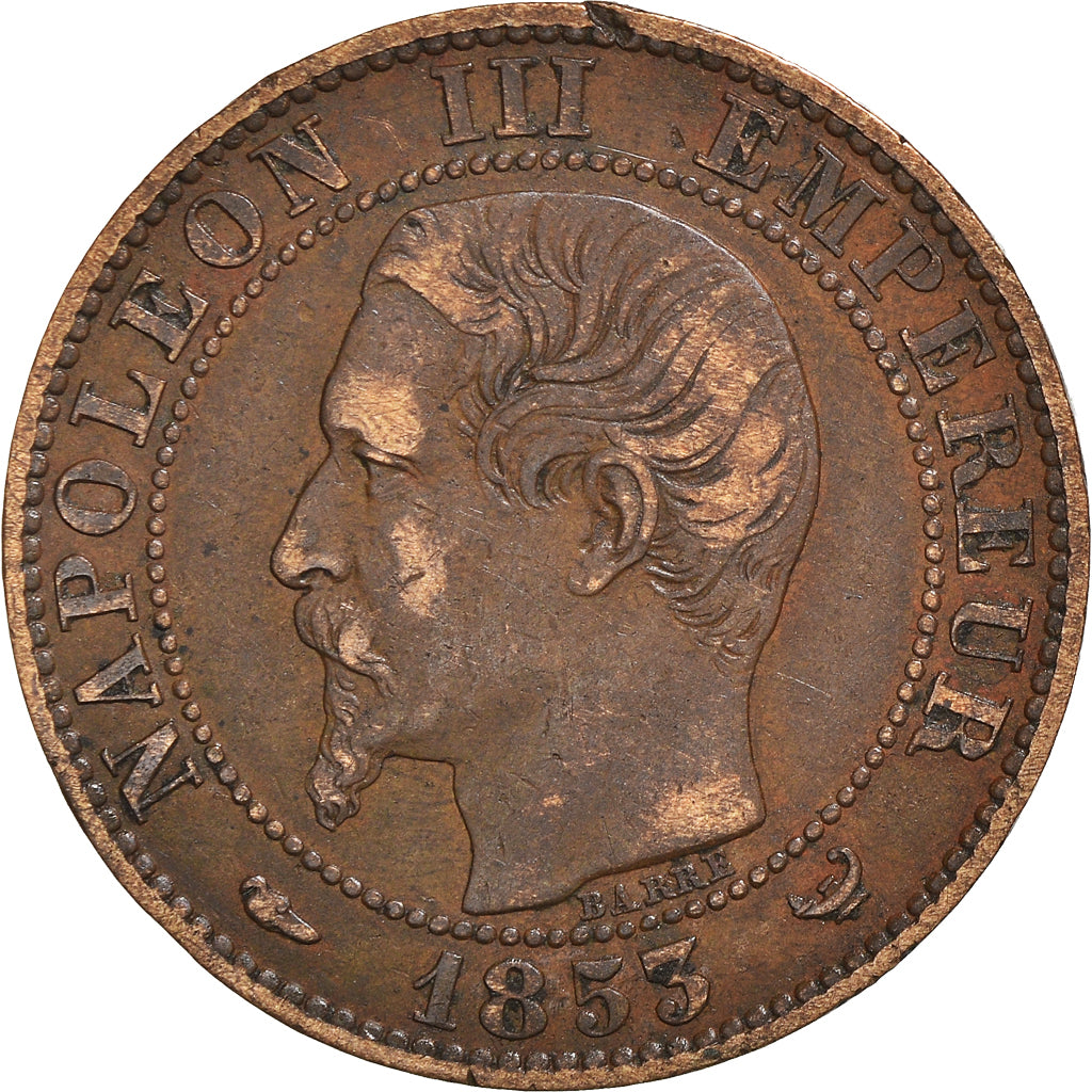 Moneta, Francja, Napoleon III, 5 Centimes, 1853, Lille, EF(40-45), Brązowy