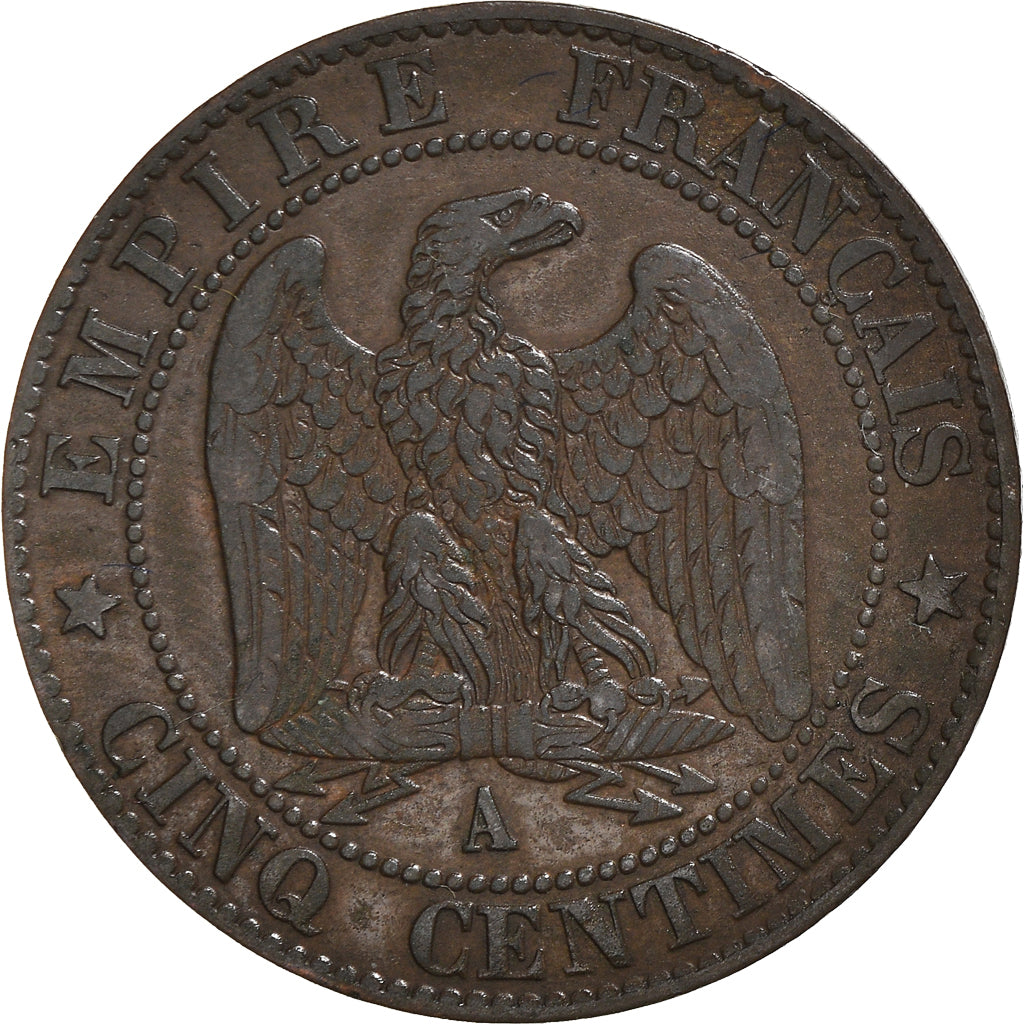 Moeda, França, Napoleon III, 5 Centimes, 1855, Paris, EF(40-45), Bronze