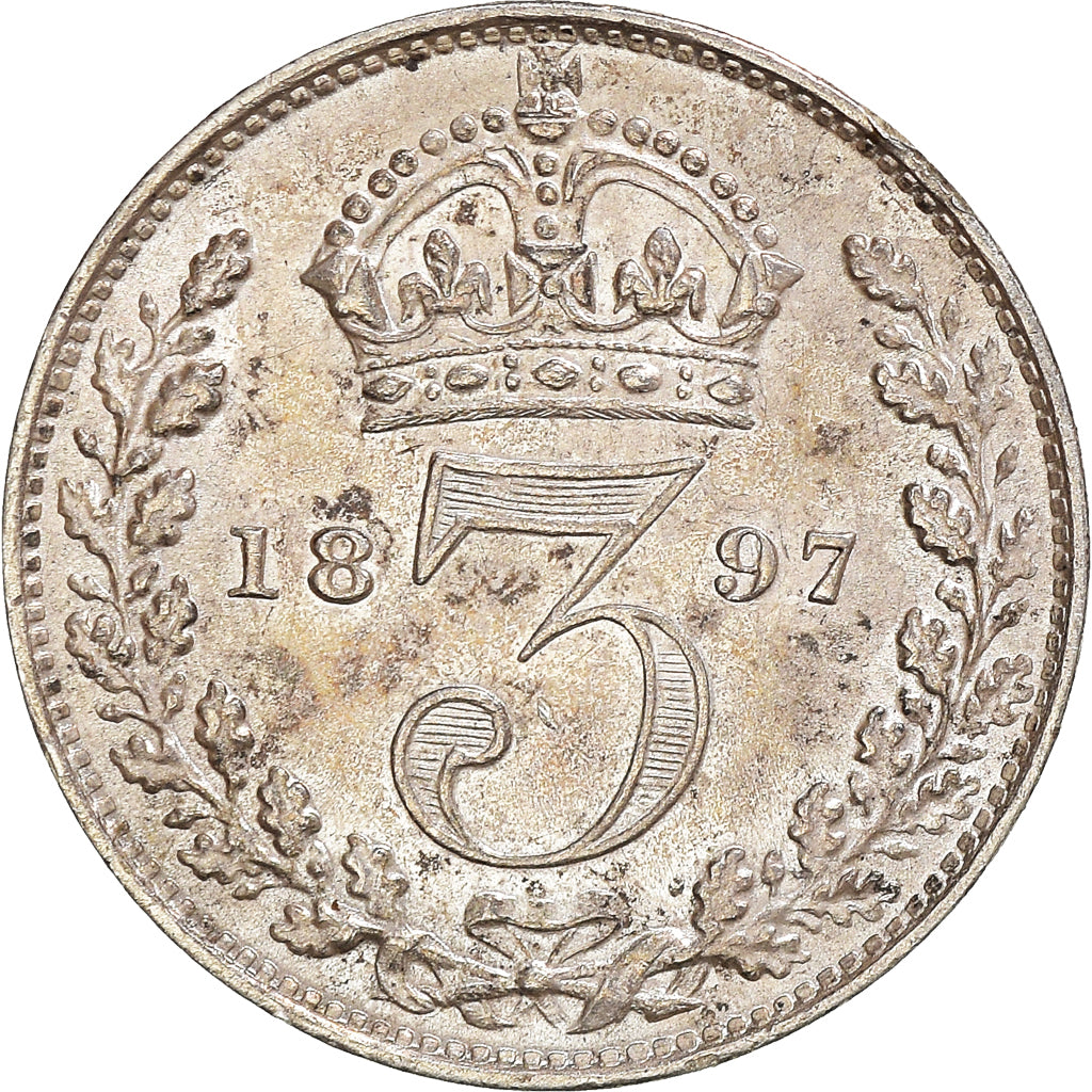 Münze, Großbritannien, Victoria, 3 Pence, 1897, SS+, Silber, KM:777