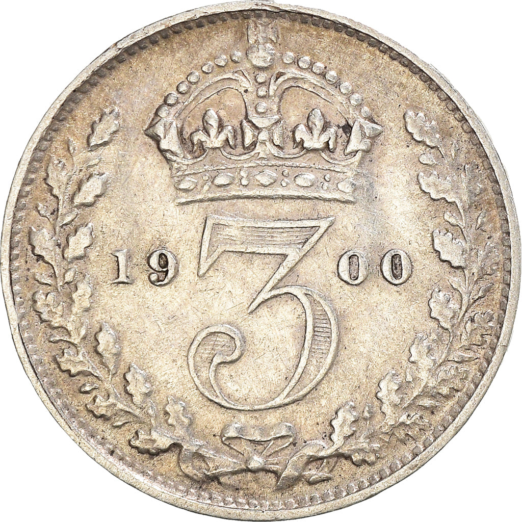 Coin, Great Britain, Victoria, 3 Pence, 1900, AU(50-53), Silver, KM:777