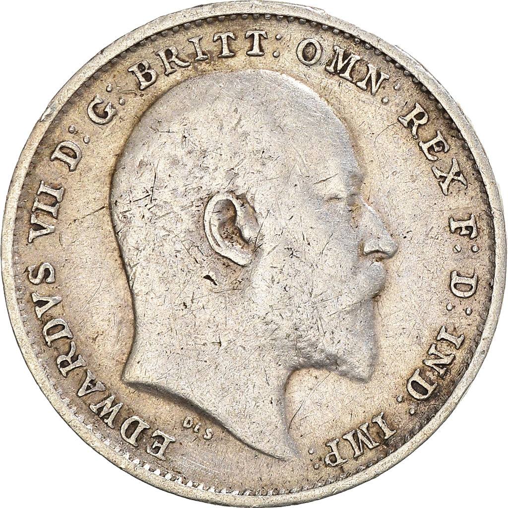 Coin, Great Britain, Edward VII, 3 Pence, 1902, EF(40-45), Silver, KM:797.1