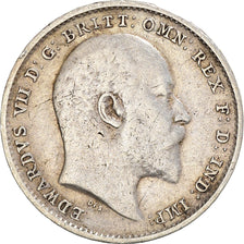 Coin, Great Britain, Edward VII, 3 Pence, 1902, EF(40-45), Silver, KM:797.1