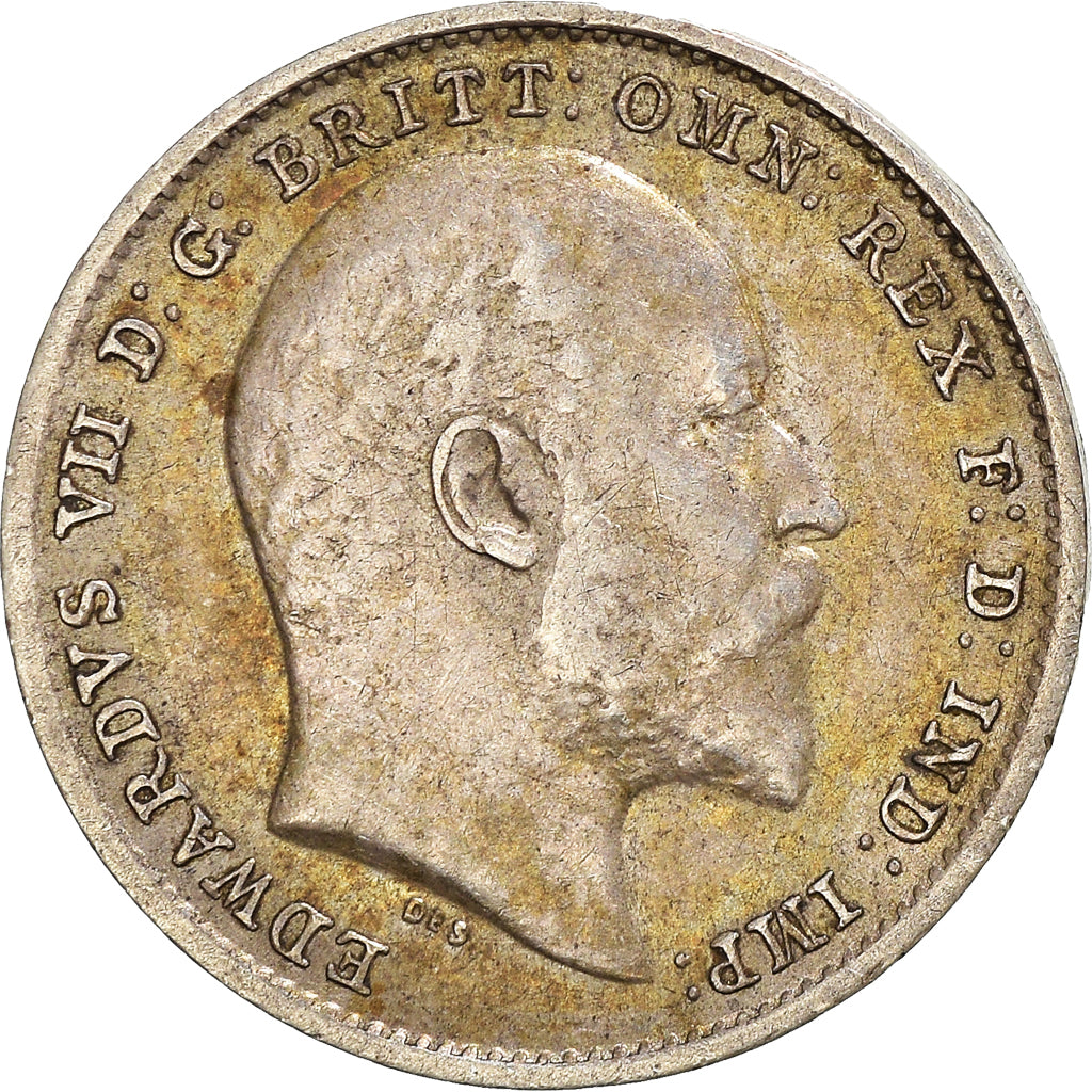 Coin, Great Britain, Edward VII, 3 Pence, 1903, EF(40-45), Silver, KM:797.1