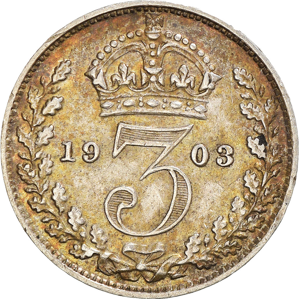 Coin, Great Britain, Edward VII, 3 Pence, 1903, EF(40-45), Silver, KM:797.1