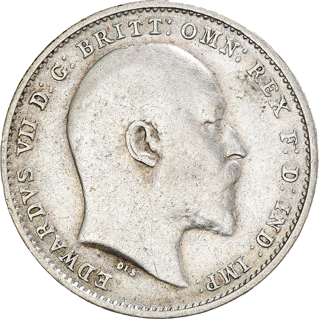 Münze, Großbritannien, Edward VII, 3 Pence, 1908, SS, Silber, KM:797.2