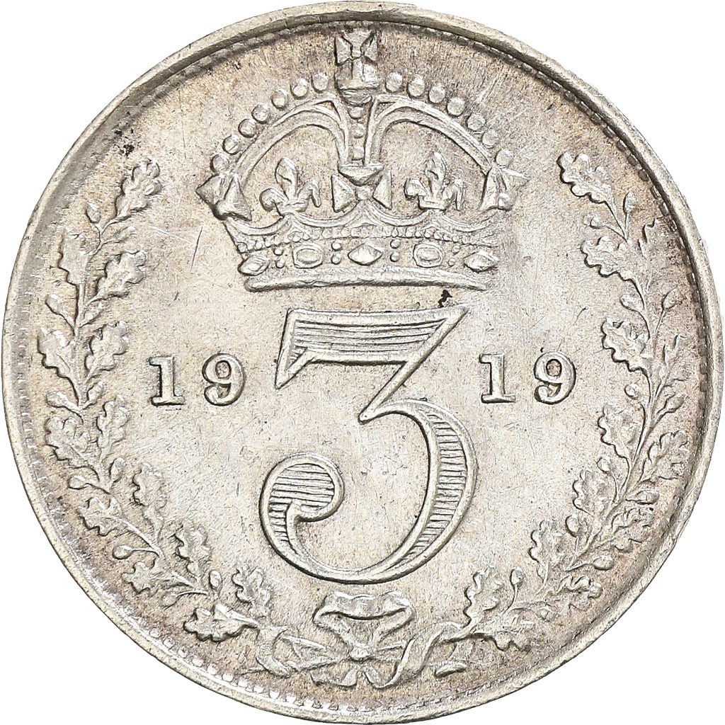 Coin, Great Britain, George V, 3 Pence, 1919, AU(50-53), Silver, KM:813