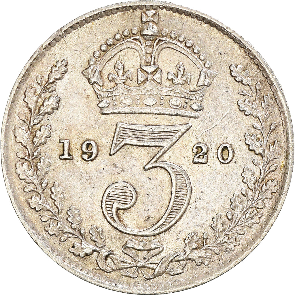 Coin, Great Britain, George V, 3 Pence, 1920, AU(50-53), Silver, KM:813a