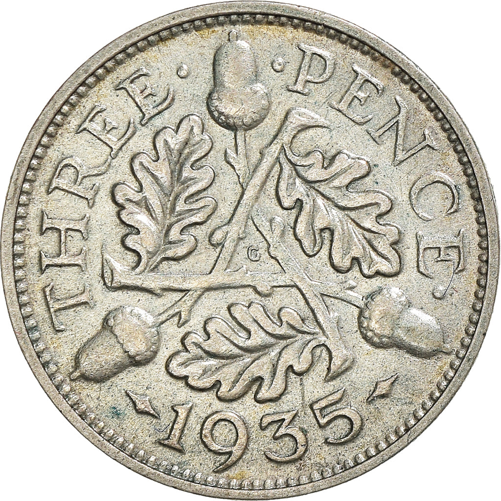 Coin, Great Britain, George V, 3 Pence, 1935, AU(50-53), Silver, KM:831